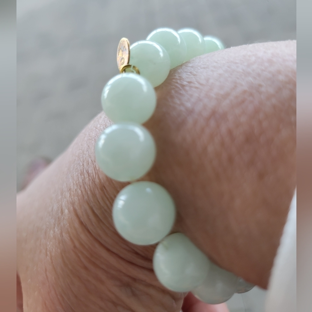 Rare Jadeite Jade Icy Beaded Bracelet Infinite Warrior 7" Streatchable